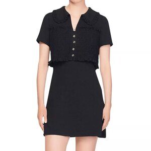 Black Sandro Ombline Smocked Mini Dress - 36 (US small)